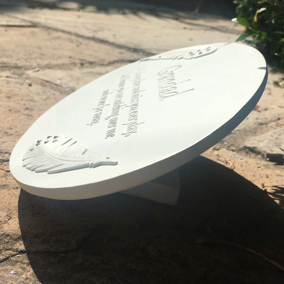 Cream Oval Resin Memorial Plaque - Grandad