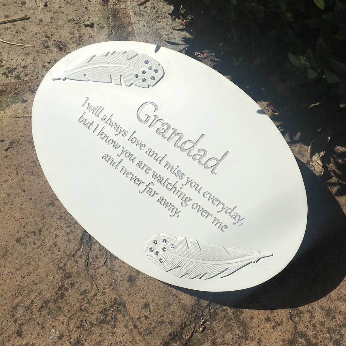 Cream Oval Resin Memorial Plaque - Grandad