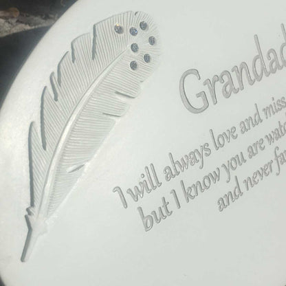 Cream Oval Resin Memorial Plaque - Grandad