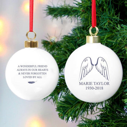 Personalised Angel Wings Bauble