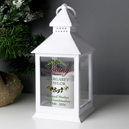 Personalised In Loving Memory White Lantern