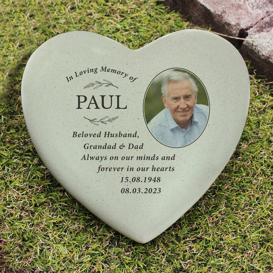 Personalised "In Loving Memory of" Photo Upload Memorial Resin Memorial Heart