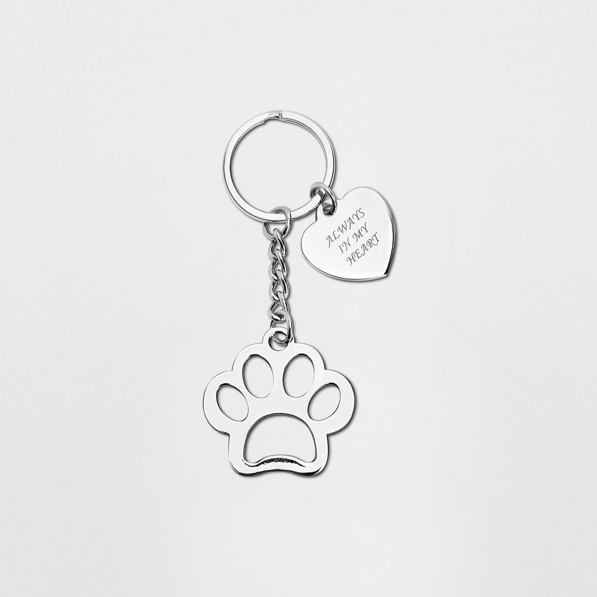 Always In My Heart Charm Paw Memorial Keyring