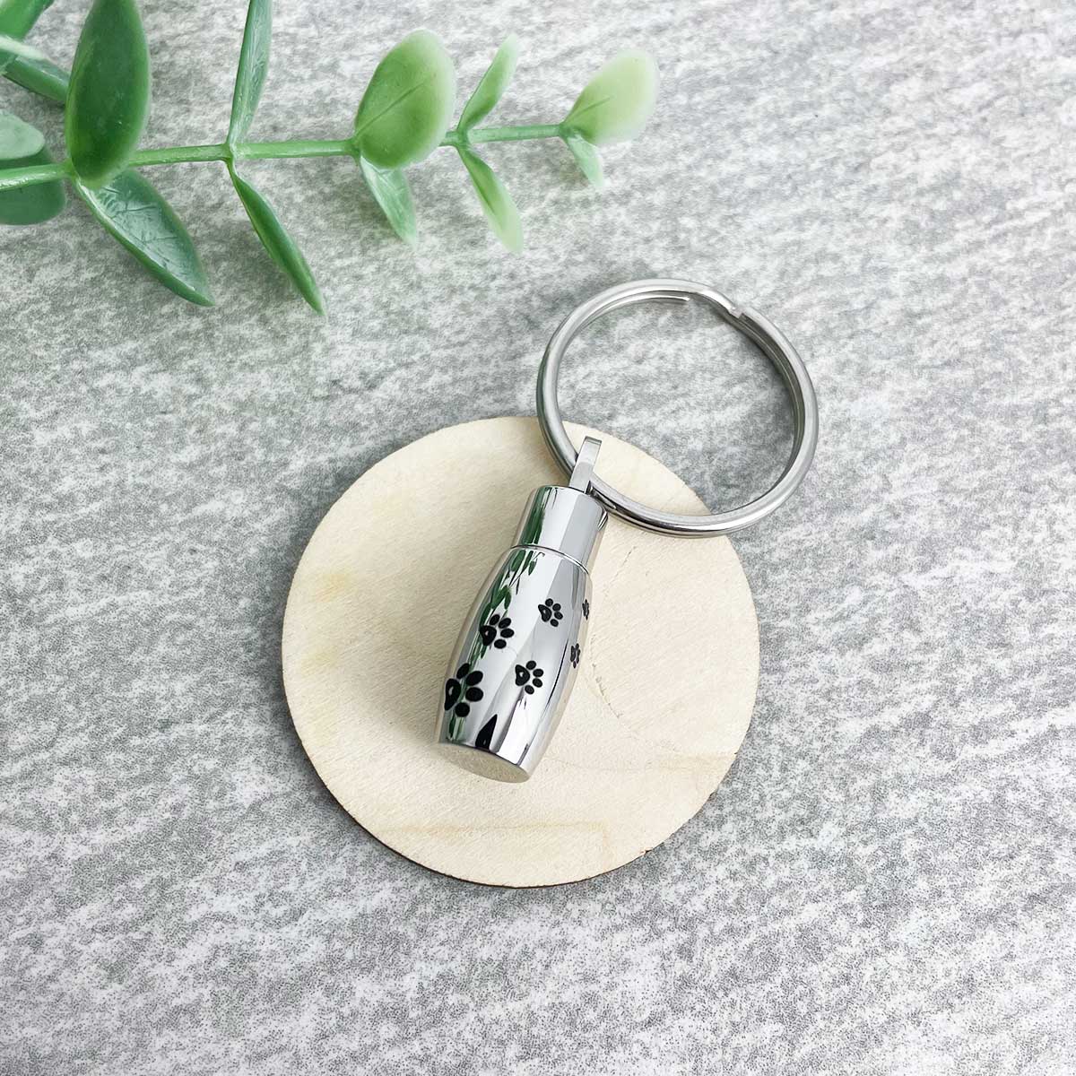 Pet Paw Prints Cremation Ashes Memorial Urn Keyring