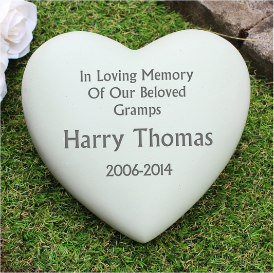 Personalised Outdoor Memorial Tribute. Heart. Your Message.