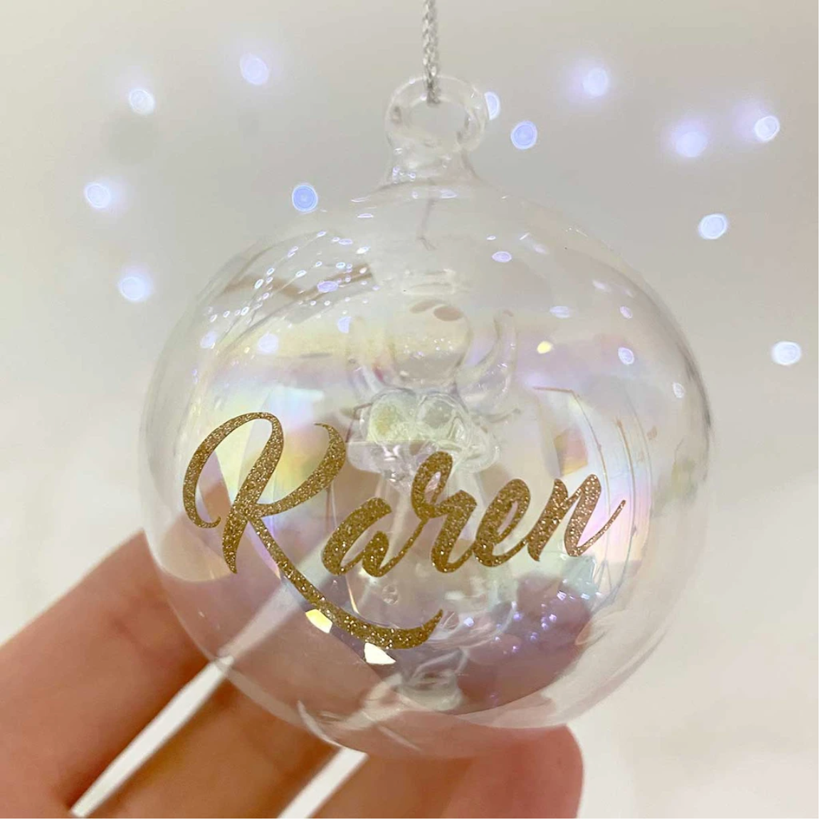 Personalised Angel Iridescent Glass Bauble