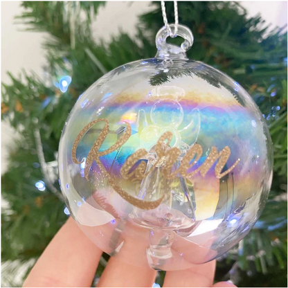 Personalised Angel Iridescent Glass Bauble