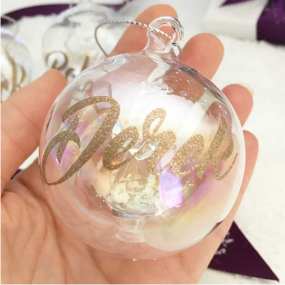 Personalised Angel Iridescent Glass Bauble