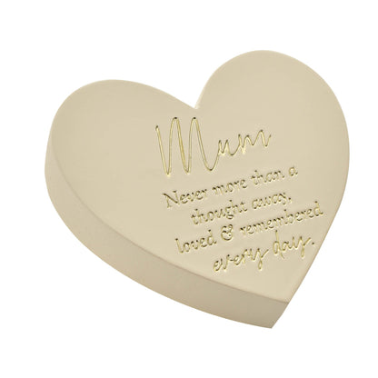 Graveside Ivory Heart Shaped Memorial Plaque - Mum