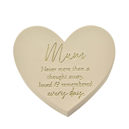 Graveside Ivory Heart Shaped Memorial Plaque - Mum