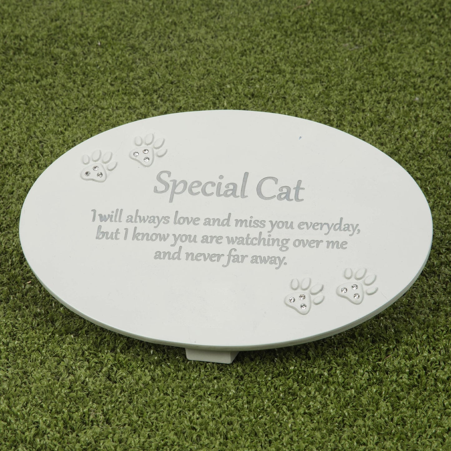 Cream Oval Resin Memorial Plaque - Cat