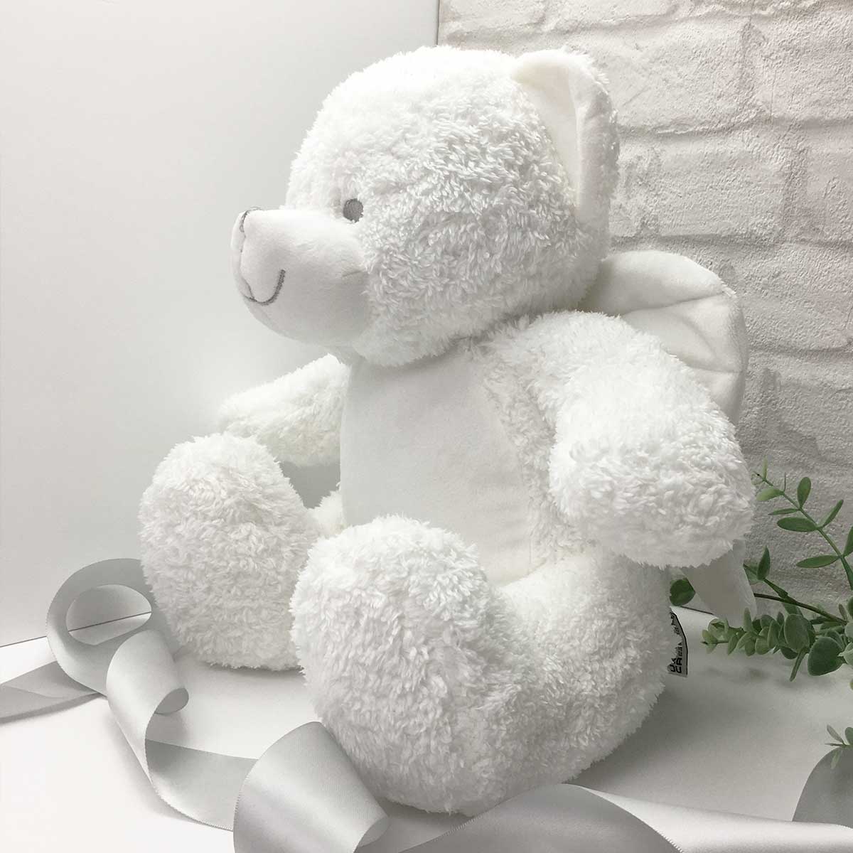 Personalised Angel Wings Record-A-Voice Keepsake Memory Bear - White