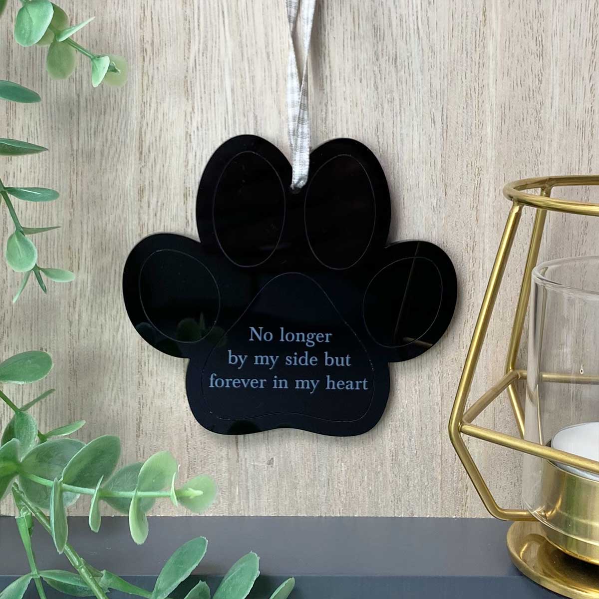 Acrylic Memorial Paw Print Hanging Decoration 'Forever in my Heart' - Colour Options