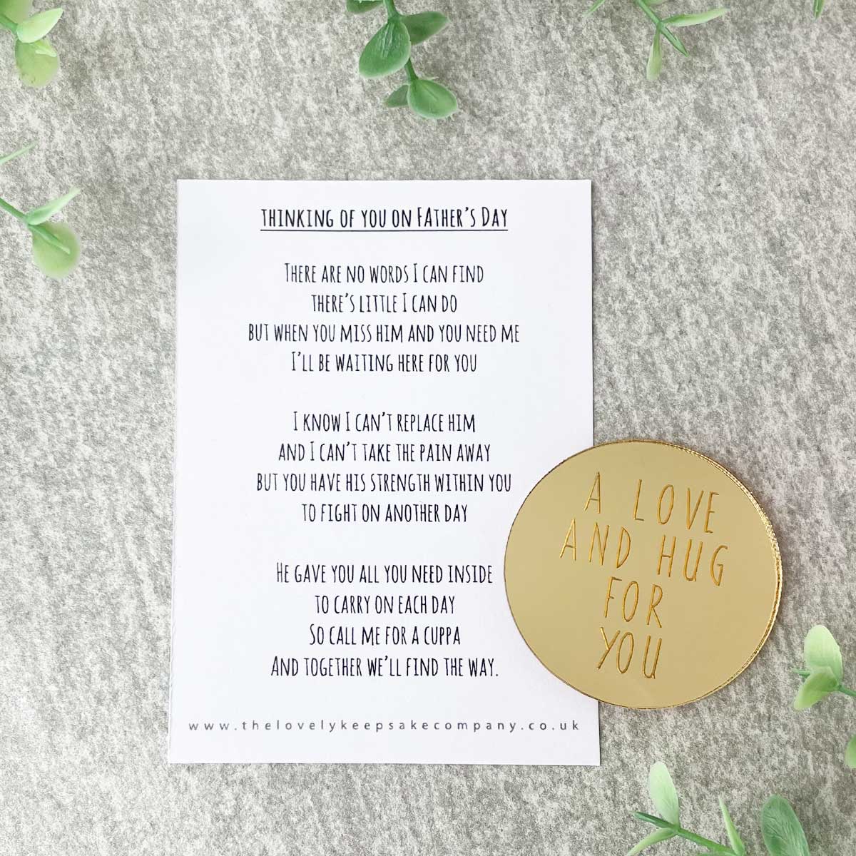 Thinking Of You On Father's Day Poem + Love & Hug Mirror Disc