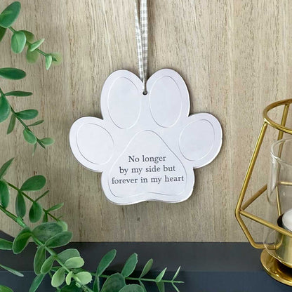 Acrylic Memorial Paw Print Hanging Decoration 'Forever in my Heart' - Colour Options