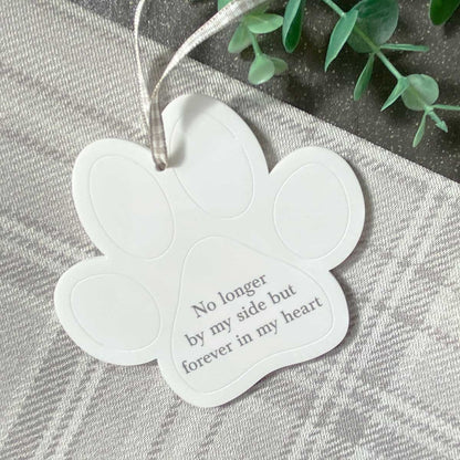 Acrylic Memorial Paw Print Hanging Decoration 'Forever in my Heart' - Colour Options