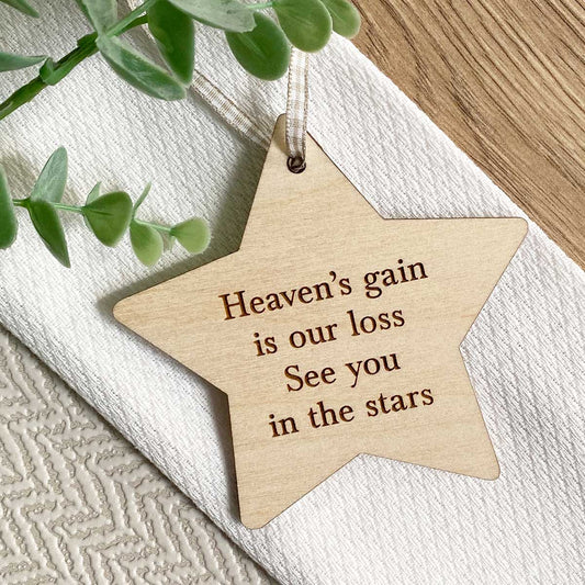 Wooden Memorial Star Hanging Decoration for Pets