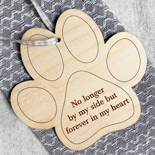 Wooden Memorial Paw Print Hanging Decoration 'Forever in my Heart'